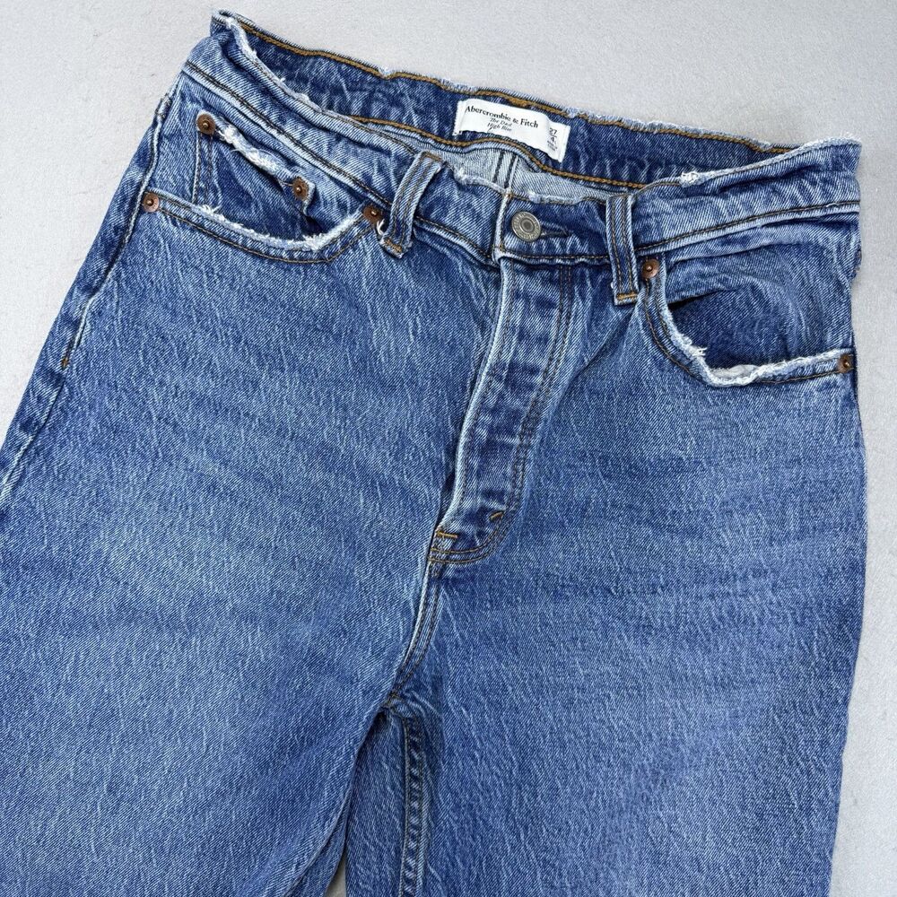 Abercrombie & Fitch The Dad Jeans Womens 27/4 High Rise Straight Leg Blue Denim